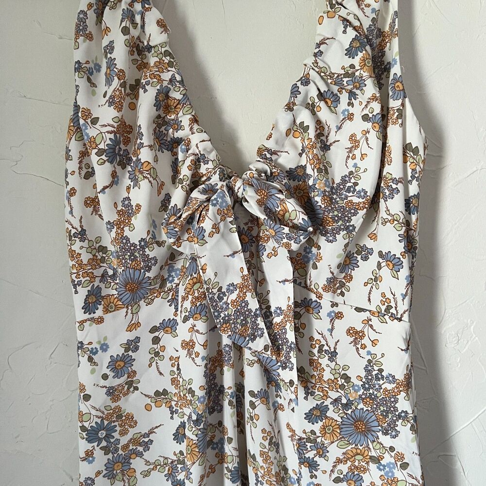 NWT Abercrombie & Fitch Floral Midi Dress Tie Front Sleeveless Cottagecore Sz S - Picture 8 of 12